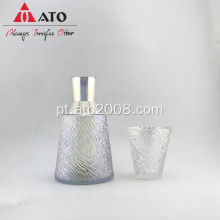 Conjunto de arremessador de vidro e copo de vidro Iridescenct